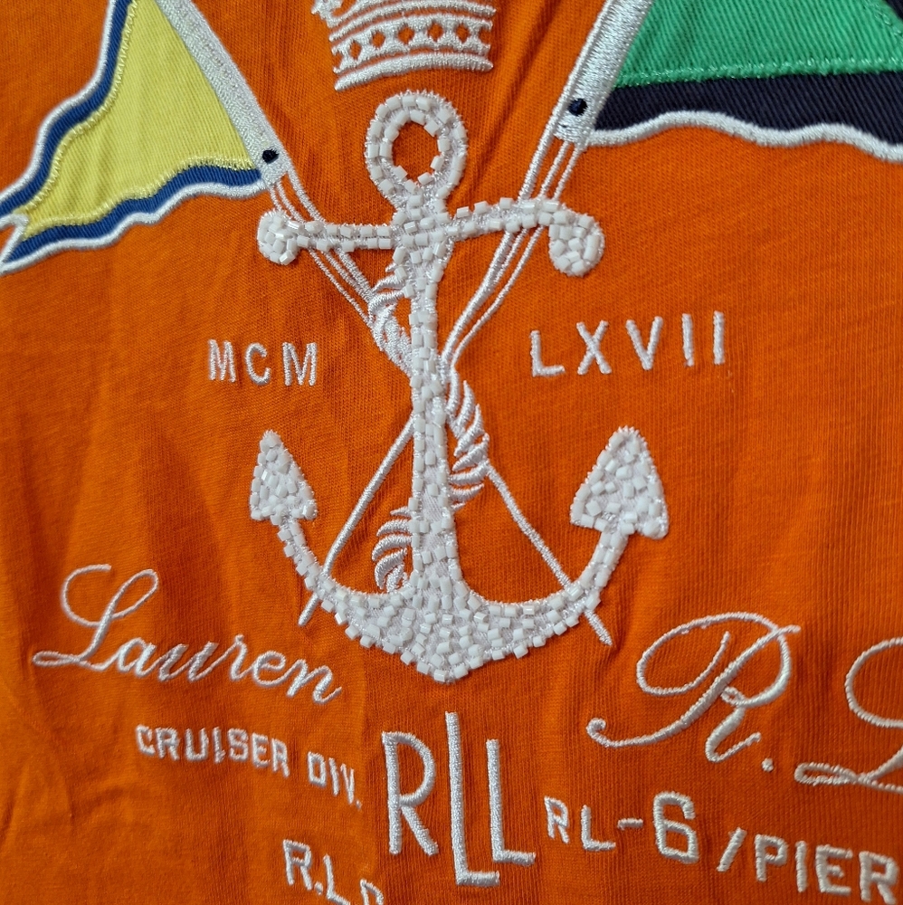 Lauren Ralph Lauren RLC Club Embroidered Beaded Sailing Themed Tshirt - Picture 3 of 4